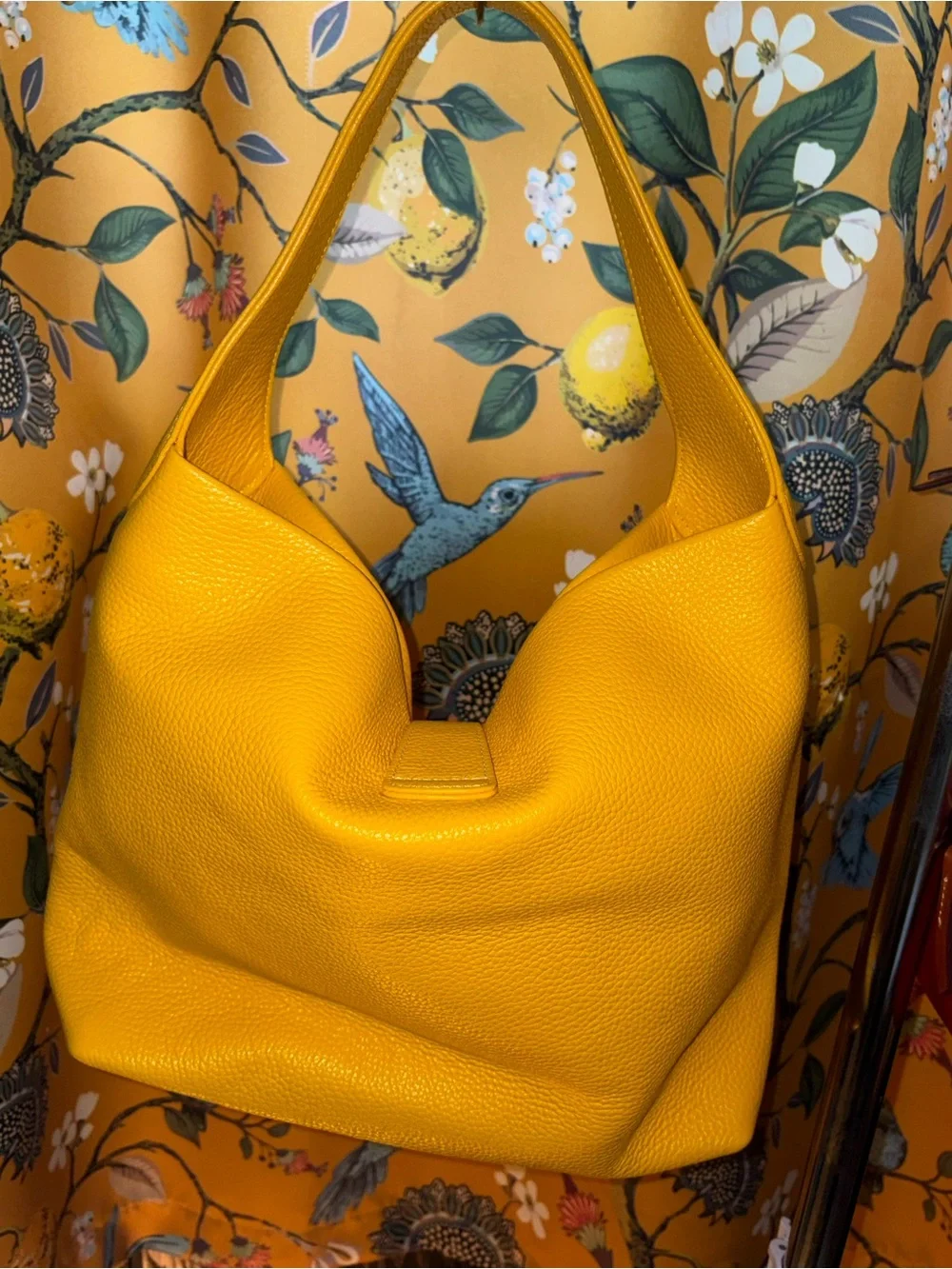 Dooney and Bourke Yellow Sunset Logo Lock Leather Hobo Shoulder Bag